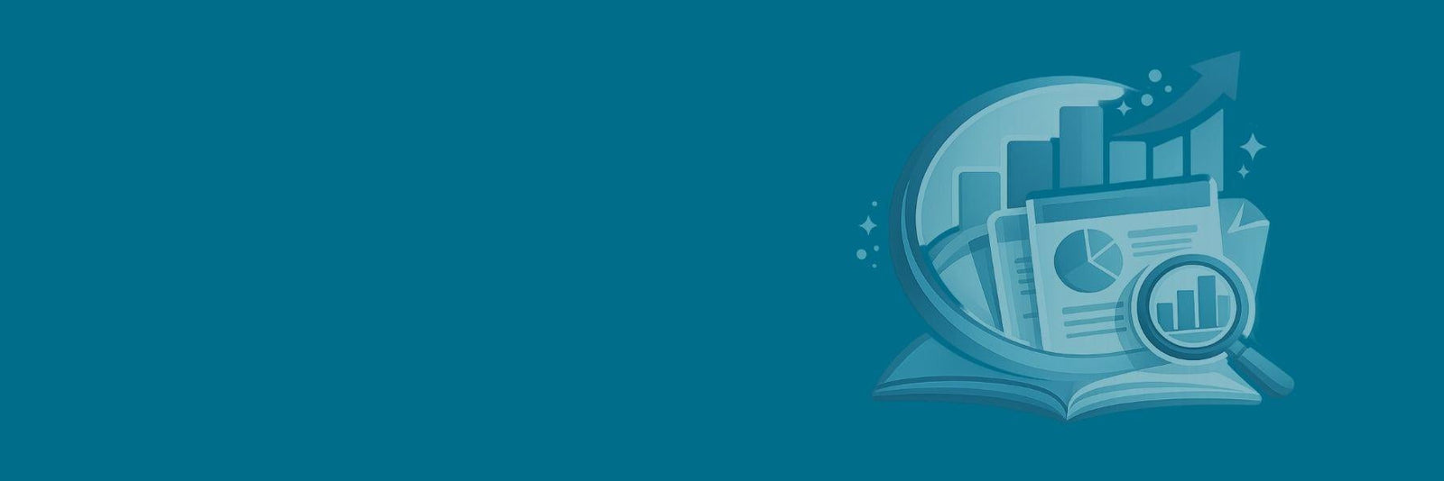 Icon of a book with a moon, newspaper, and graph on a blue background