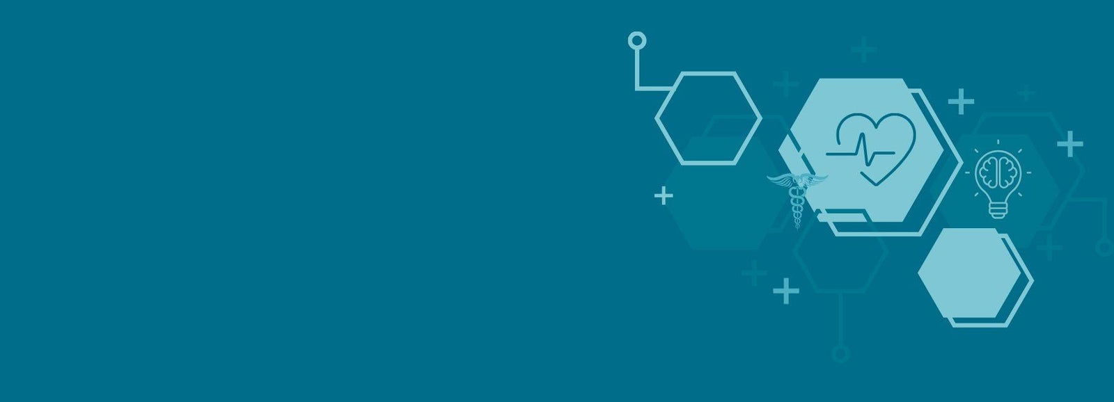 Blue geometric design with icons on a blue background