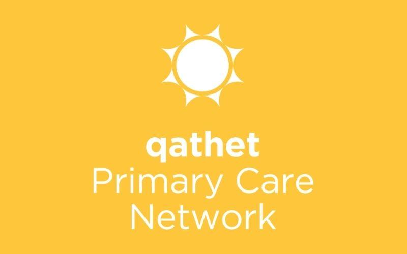 qathet Primary Care Network logo on a yellow background